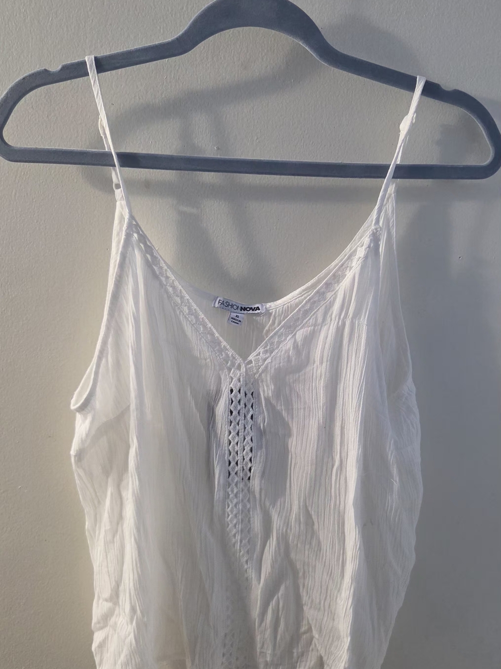 Fashion Nova White Crochet Detail Spaghetti Strap Cami